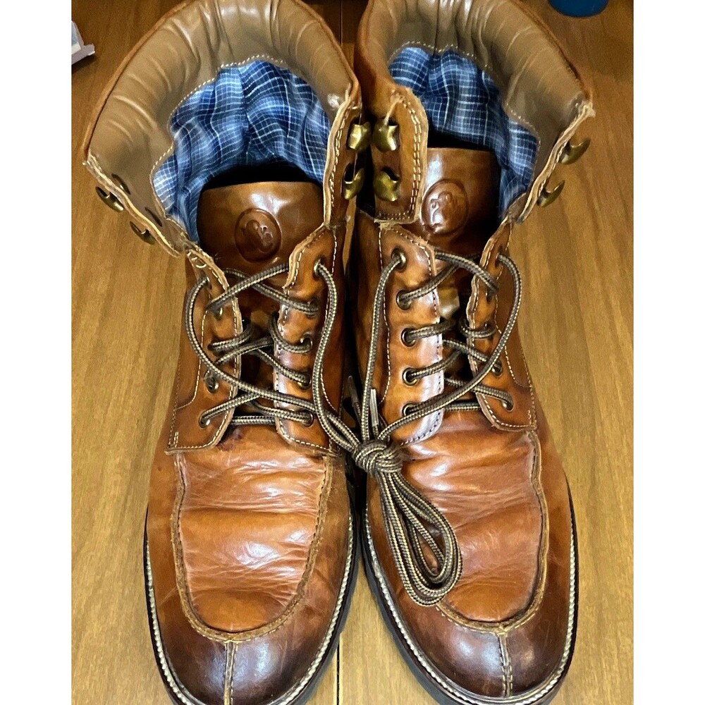 Thomas & Vine Men’s Brown Leather Lace-Up Ankle Boots Round Toe US 10.5